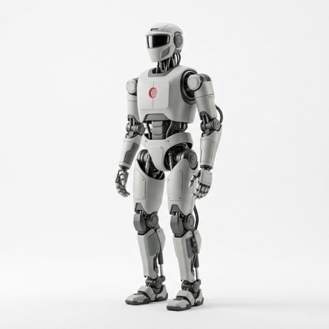 Apollo, a white humanoid robot with a visored head and finely articulated hands